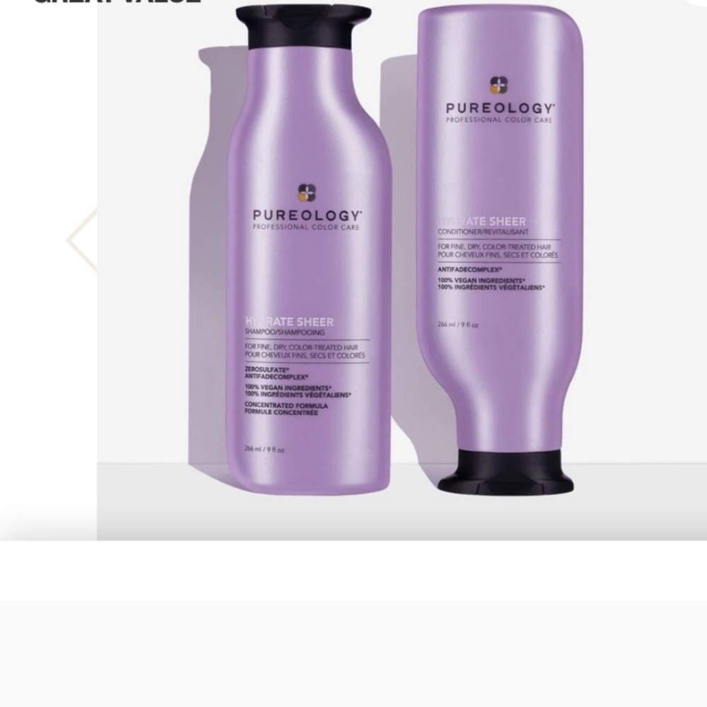 Pureology Hydrate Sheer Shampoo And Conditioner 9 oz BRAND NEW